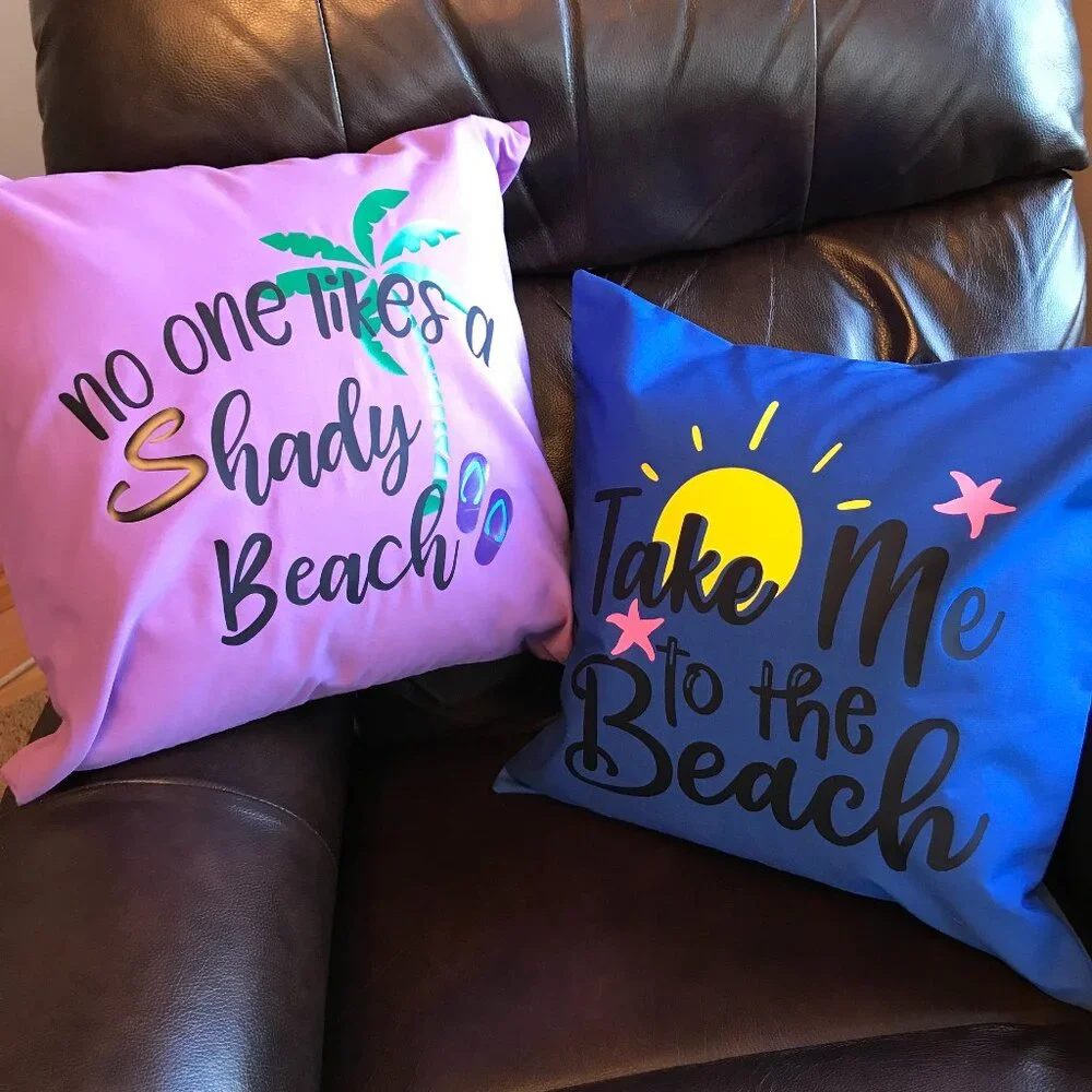 Handmade Beach Pillow Cover, Whimsical Ocean Décor Eco Friendly 18 x 18